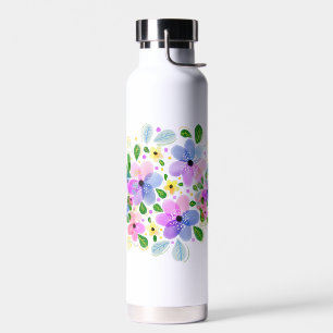 Colourful Watercolor Floral Water Bottle
