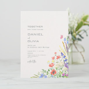 Colourful Watercolor Floral Wedding Invitation