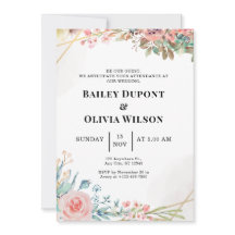 Colourful Watercolor Floral Wedding Invitation Car