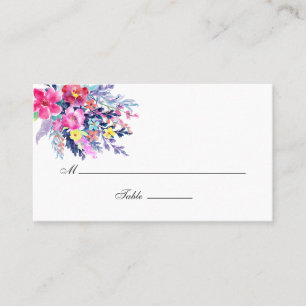 Colourful Watercolor Floral Wedding Place Card
