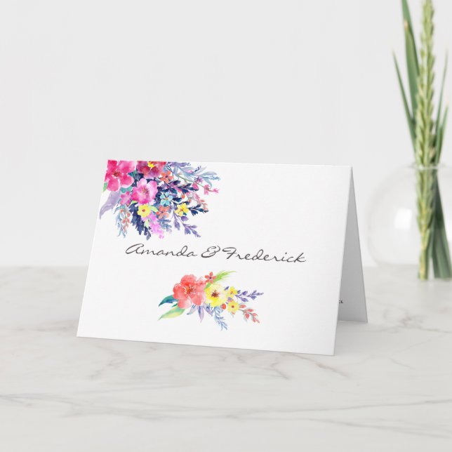 Colourful Watercolor Floral Wedding Program (Front)