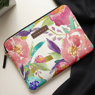 Colourful Watercolor Florals Laptop Sleeve