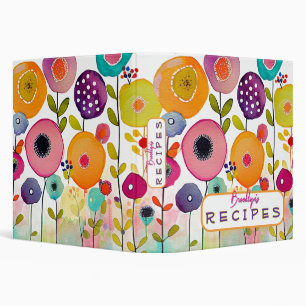 Colourful Watercolor Flower Power Recipe Binder