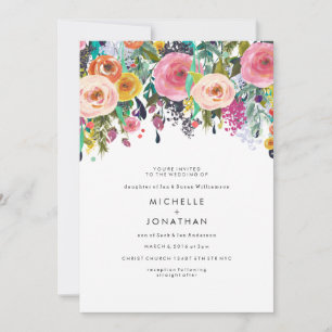Colourful Watercolor Flower Wedding Invitation