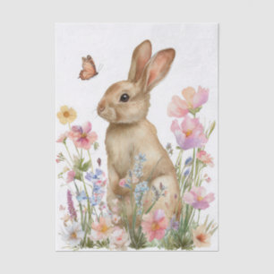 Colourful watercolor Flowers and Easter Bunny Tissue Paper