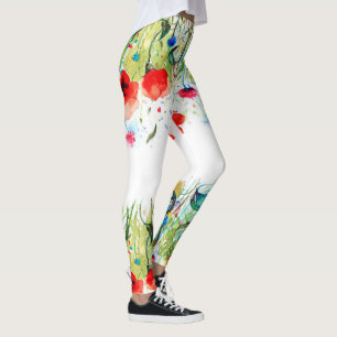 Colourful Watercolor Flowers Leggings