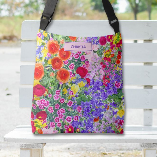 Colourful watercolor flowers pattern tote bag (Creator Uploaded)
