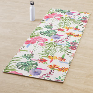 Colourful Watercolor Flowers  Yoga Mat