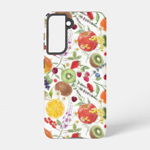 Colourful Watercolor Fruit and Herb Pattern Samsung Galaxy Case