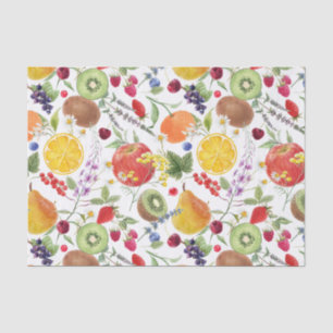 Colourful Watercolor Fruit and Herb Pattern Tissue Paper