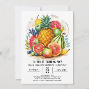 Colourful Watercolor Fruits Birthday Invitation