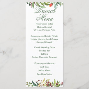 Colourful Watercolor Garden Border Menu Card