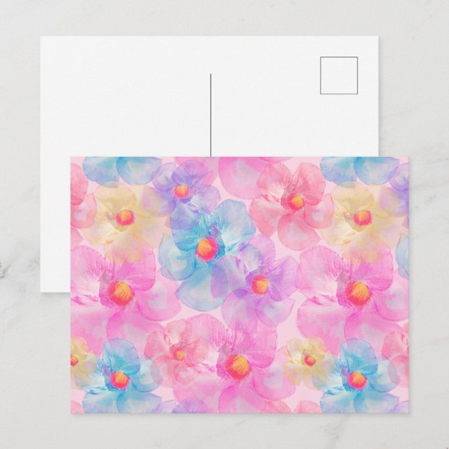 Colourful Watercolor Garden Flowers Any Occasion  Postcard (Front/Back)