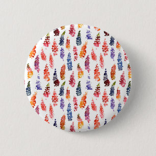 Colourful Watercolor girly lupine flowers pattern 2 Inch Round Button