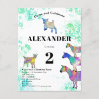 Colourful Watercolor Goats Birthday Party