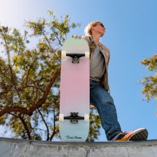 Colourful Watercolor gradient Personalized Name   Skateboard