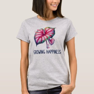 Colourful Watercolor Growing Happiness Caladium  T-Shirt