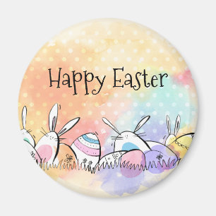 Colourful Watercolor Happy Easter   Magnet
