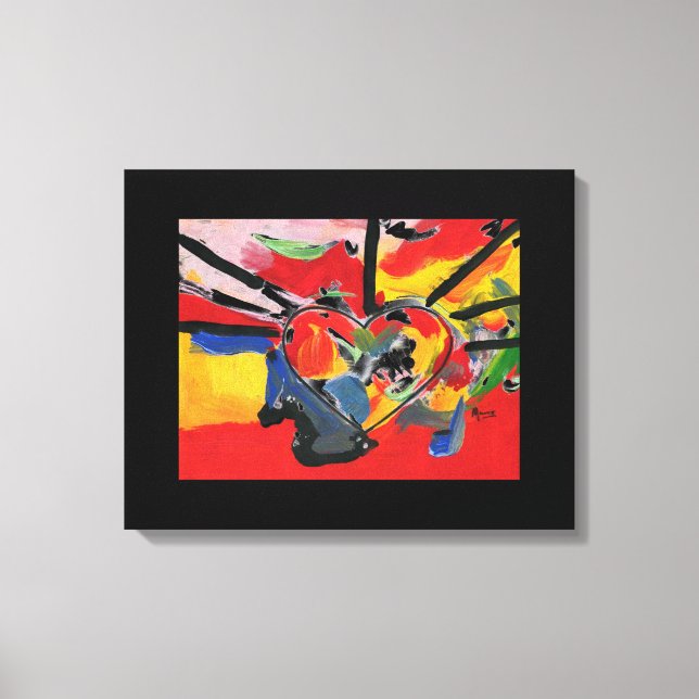 colourful Watercolor heart abstract Canvas Print (Front)