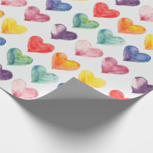Colourful Watercolor Hearts Gift Wrap