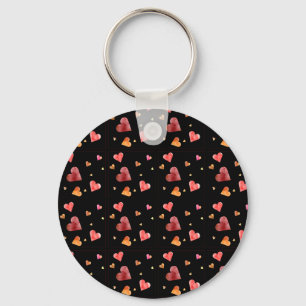 Colourful Watercolor Hearts Keychain