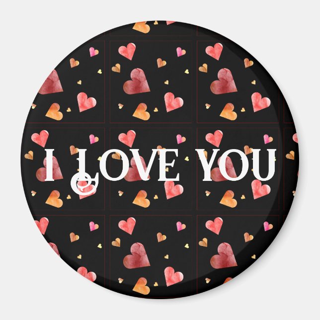 Colourful Watercolor Hearts Magnet (Front)