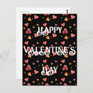 Colourful Watercolor Hearts Postcard