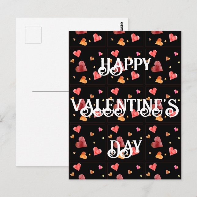Colourful Watercolor Hearts Postcard (Front/Back)