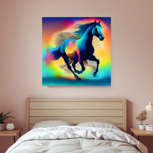 Colourful watercolor horse poster