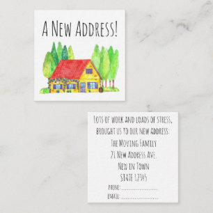 Colourful watercolor house New address card