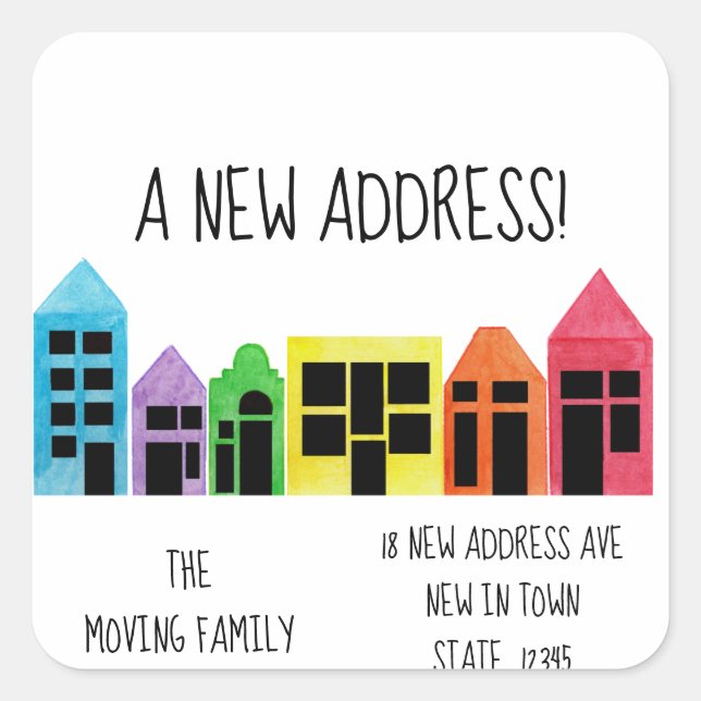 Colourful watercolor houses envelope seal (Front)