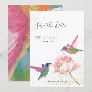 Colourful Watercolor Hummingbirds Save the Date