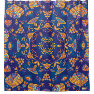 Colourful watercolor kaleidoscope mandala. Orienta