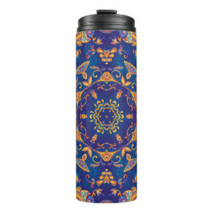 Colourful watercolor kaleidoscope mandala. Orienta Thermal Tumbler