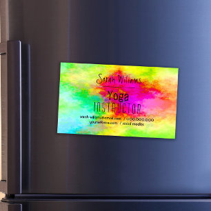 Colourful Watercolor Life Coach Yoga Teacher Magnetic Business Card
