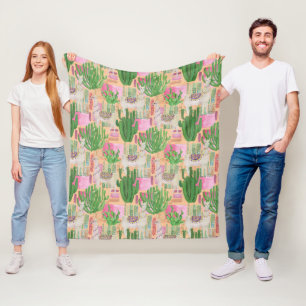 Colourful Watercolor Llama Pattern Fleece Blanket