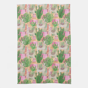 Colourful Watercolor Llama Pattern Kitchen Towel