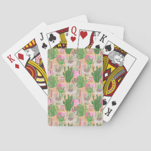 Colourful Watercolor Llama Pattern Playing Cards