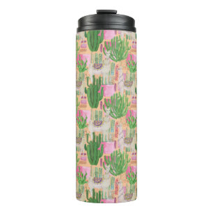 Colourful Watercolor Llama Pattern Thermal Tumbler