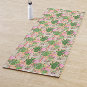 Colourful Watercolor Llama Pattern Yoga Mat