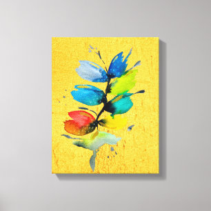 Colourful watercolor loose abstract floral canvas print