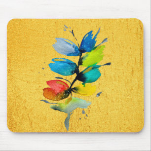 Colourful watercolor loose abstract floral mouse pad