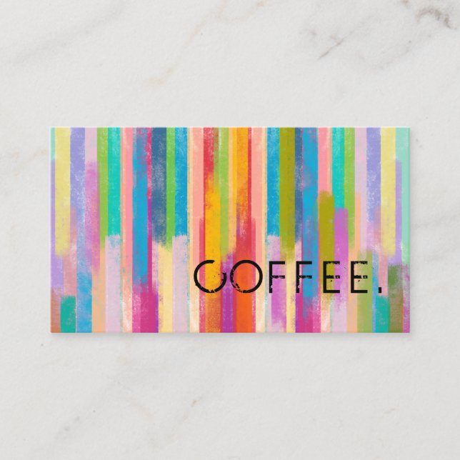 Colourful Watercolor Loyalty Coffee Business Card (Front)