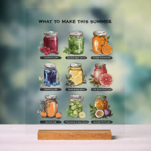 Colourful Watercolor Mason Jar Summer Food Art Acrylic Sign