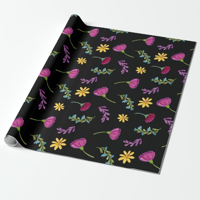 Colourful Watercolor Mexican Fiesta Wrapping Paper (Unrolled)