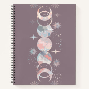 Colourful Watercolor Moons Notebook