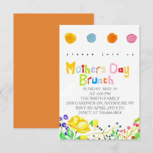 Colourful watercolor mothers day brunch invites