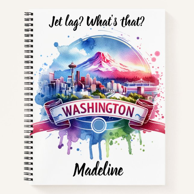 Colourful watercolor of Washington skyline Notebook (Front)