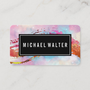 Colourful Watercolor Paint Brushed Artistic Business Card