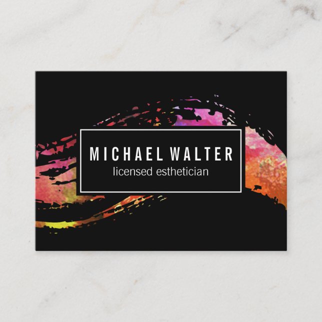Colourful Watercolor Paint Brushed Business Card (Front)